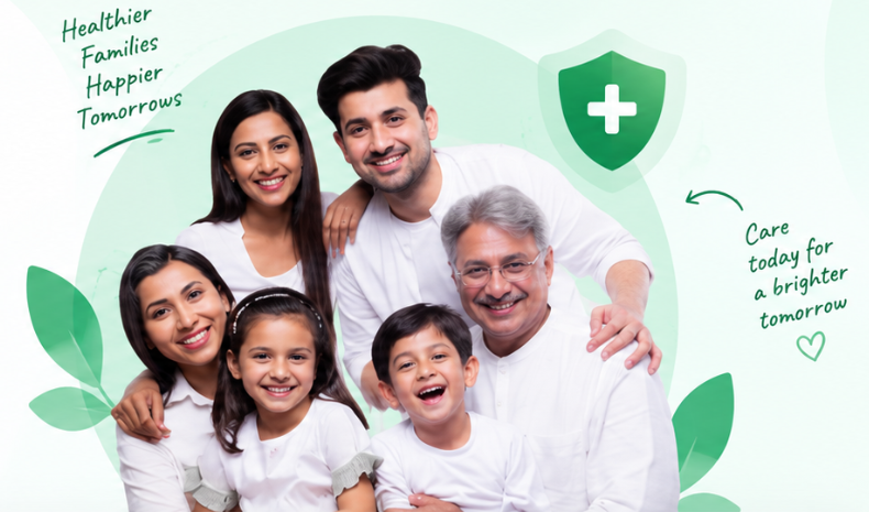 Happy family covered under Dr. B. Lal Suraksha Club membership